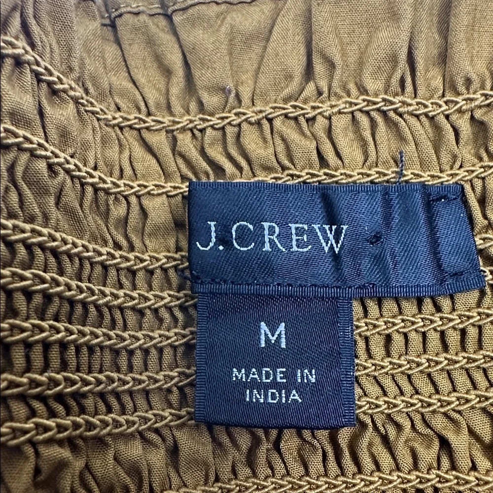 J. Crew Mustard Midi Skirt with Smocked Waist